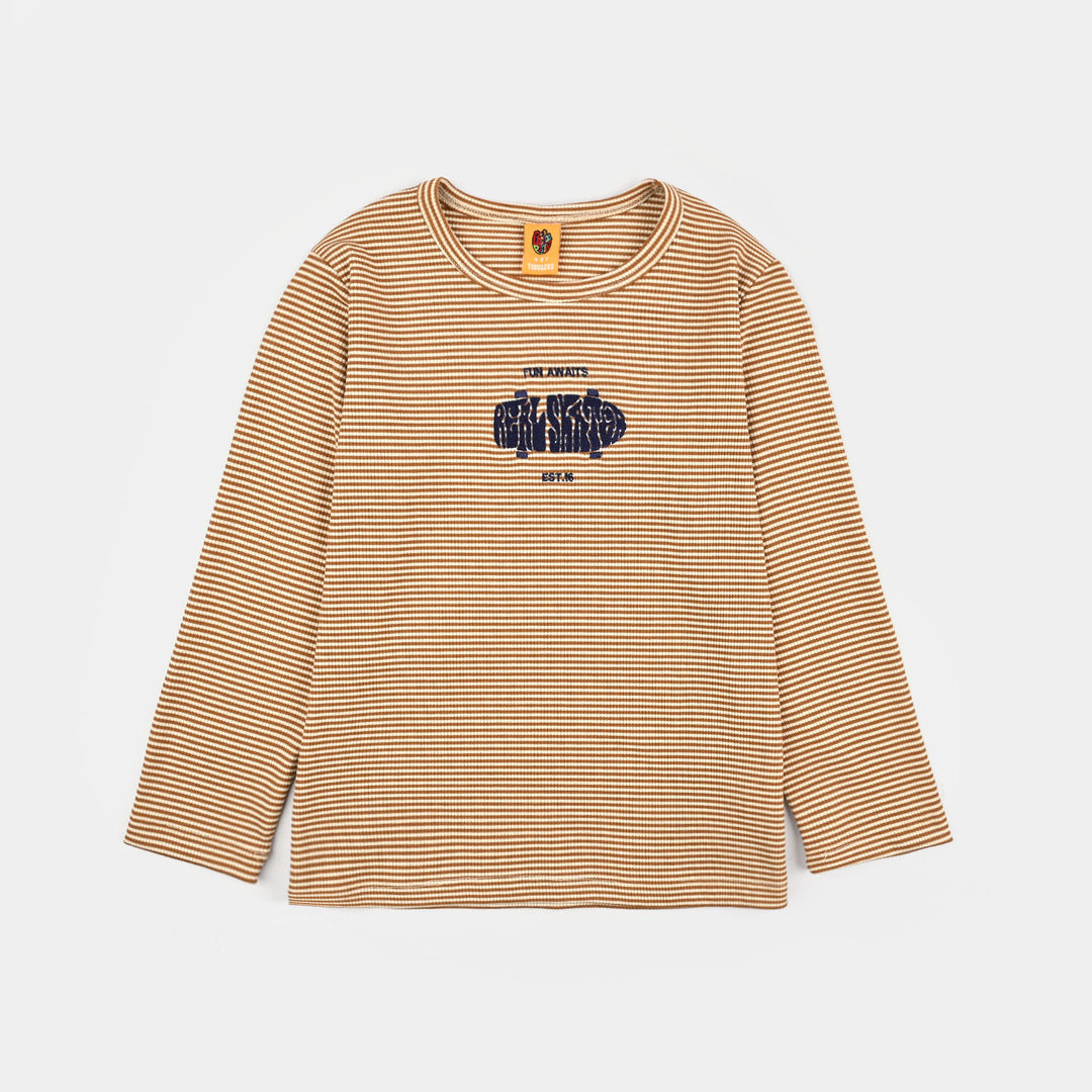 Boys 2x1 Rib T-Shirt F/S Real Skaters-BROWN