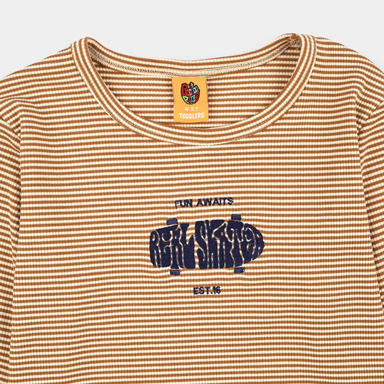 Boys 2x1 Rib T-Shirt F/S Real Skaters-BROWN