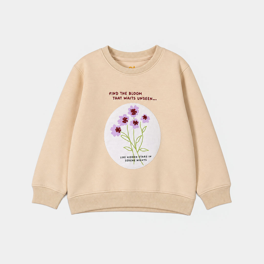 Girls Cotton Jersey 2 Pcs Suit Find the Bloom-BROWN