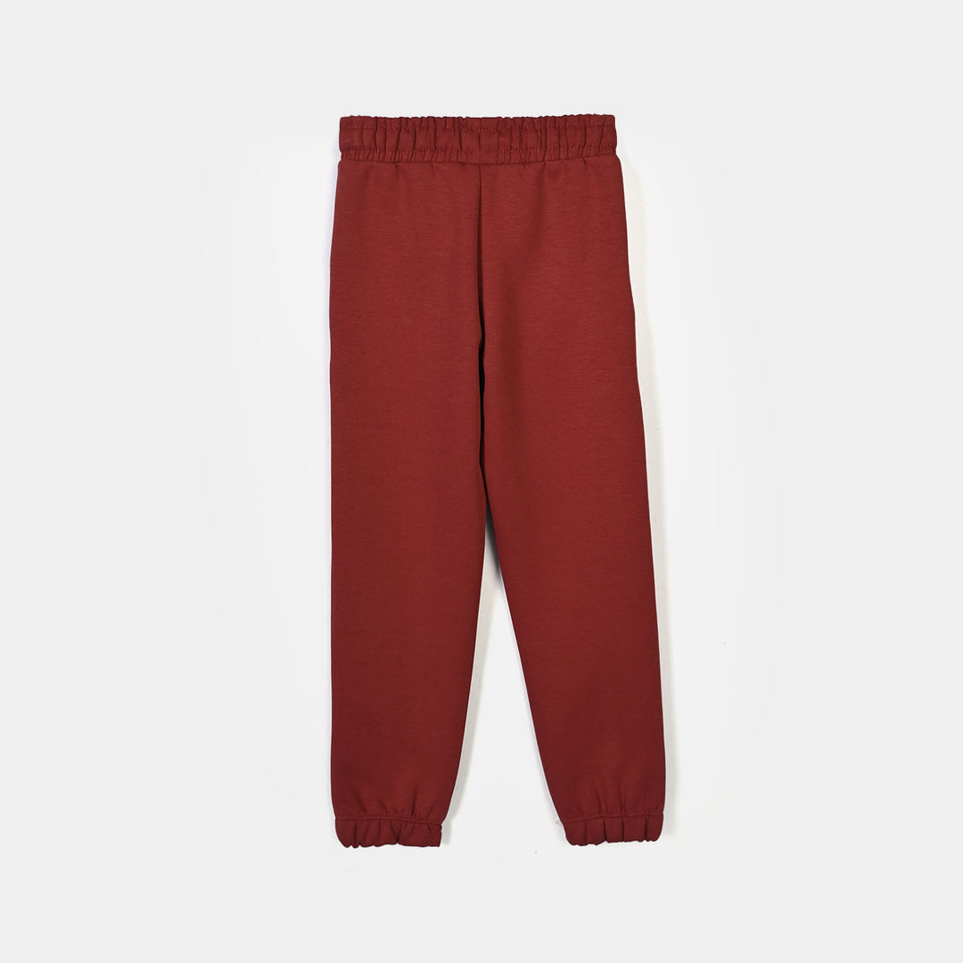 Girl Cotton Jersey 2 Pcs Suit Love  - Maroon