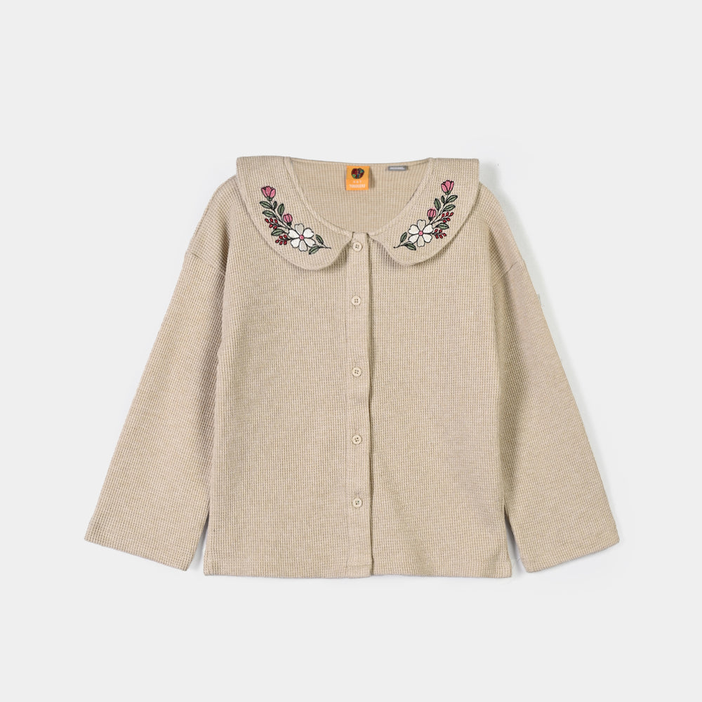 Girls Cotton Jersey 2 Pcs Suit Flower Bunch-BROWN