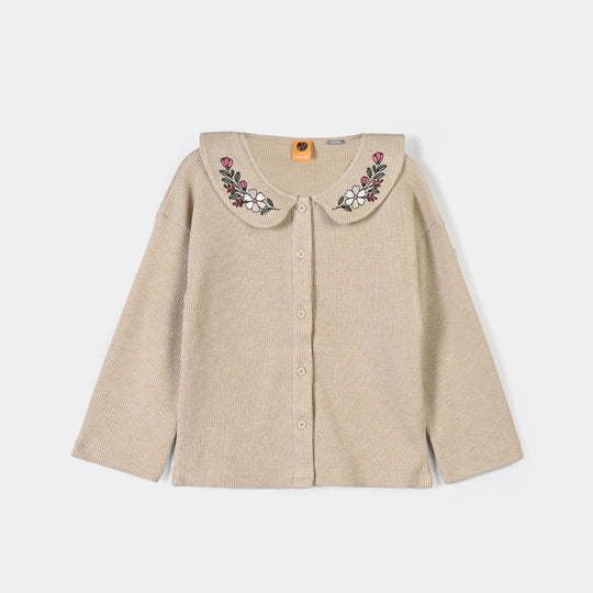 Girls Cotton Jersey 2 Pcs Suit Flower Bunch-BROWN