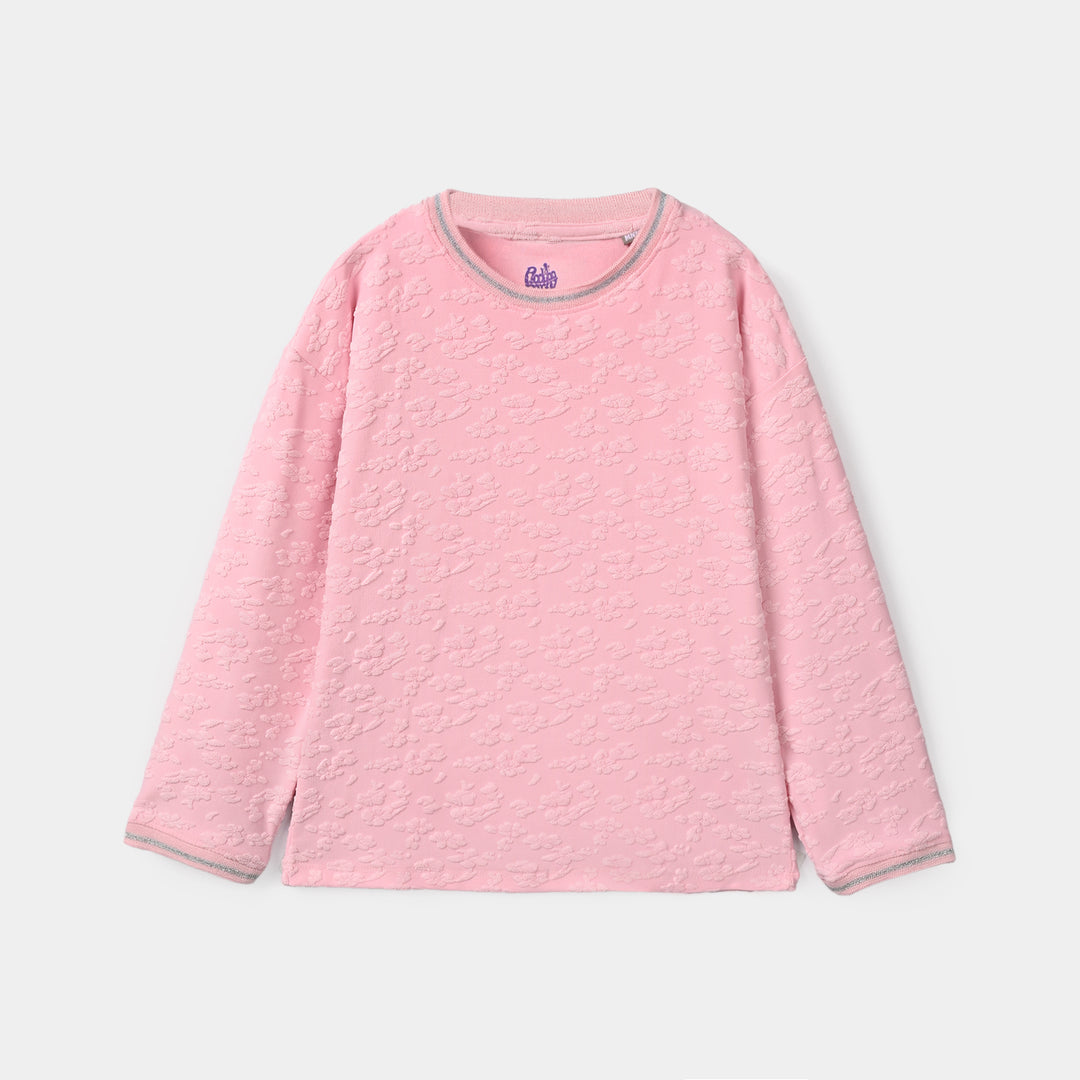 Girls Lycra Jersey T-Shirt F/S Happy Pink Floral-Pink