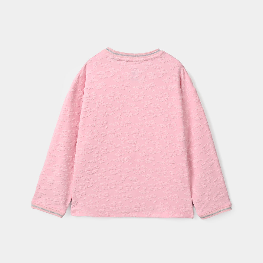 Girls Lycra Jersey T-Shirt F/S Happy Pink Floral-Pink
