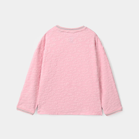 Girls Lycra Jersey T-Shirt F/S Happy Pink Floral-Pink