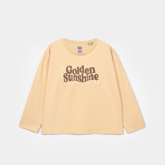 Girls Lycra Jersey T-Shirt F/S Happy Sunshine-BROWN