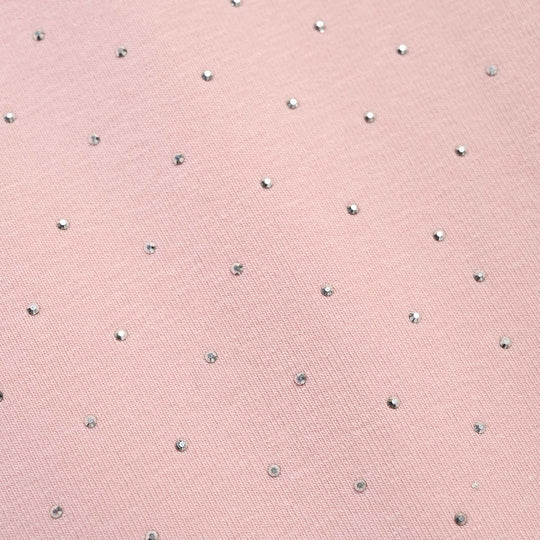 Girls Lycra Jersey T-Shirt F/S Silver Studs-PINK