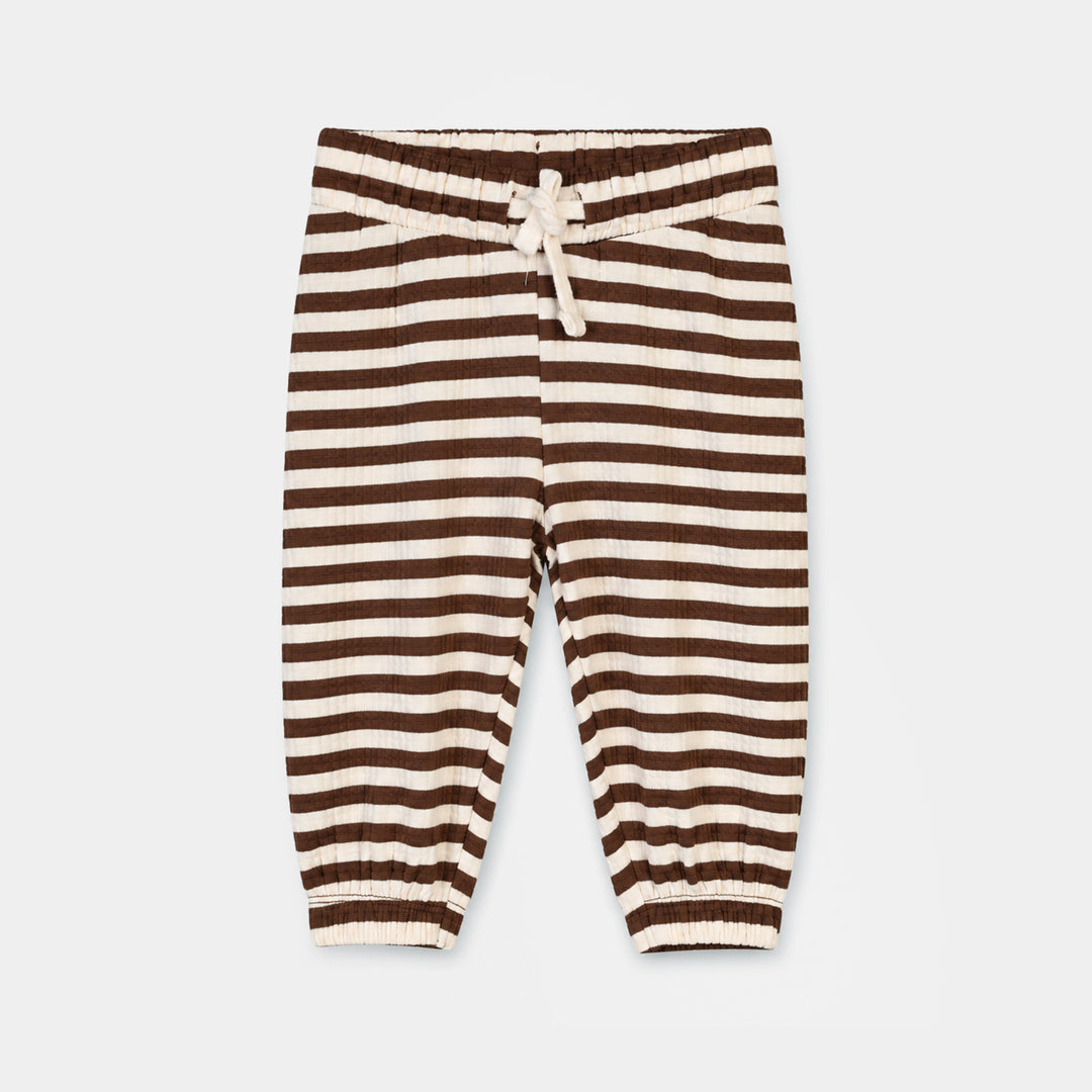Infant Boys Cotton Terry 2Pcs Suit Stripes-BROWN