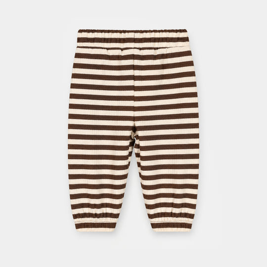 Infant Boys Cotton Terry 2Pcs Suit Stripes-BROWN