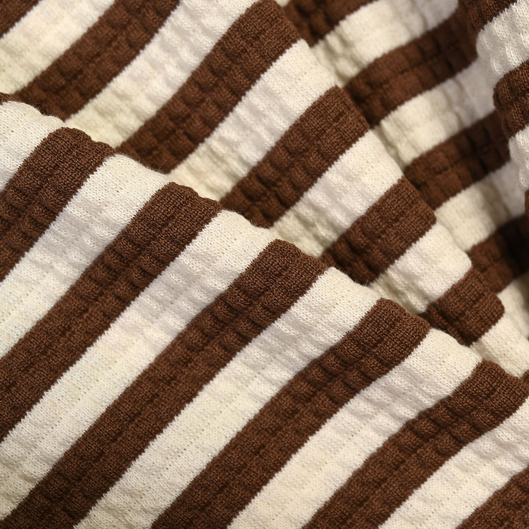 Infant Boys Cotton Terry 2Pcs Suit Stripes-BROWN
