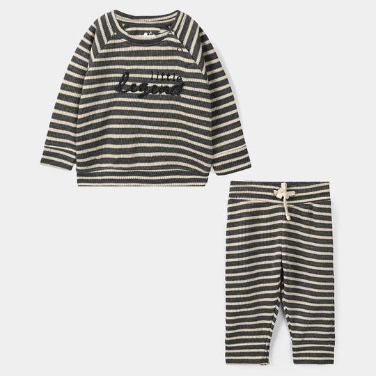 Infant Boys 2x1 Rib 2 Pcs Suit Little Legend - Grey