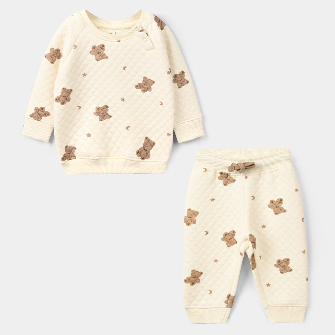 Infant Boys Quilted 2Pcs Suit Teddy-Off.White
