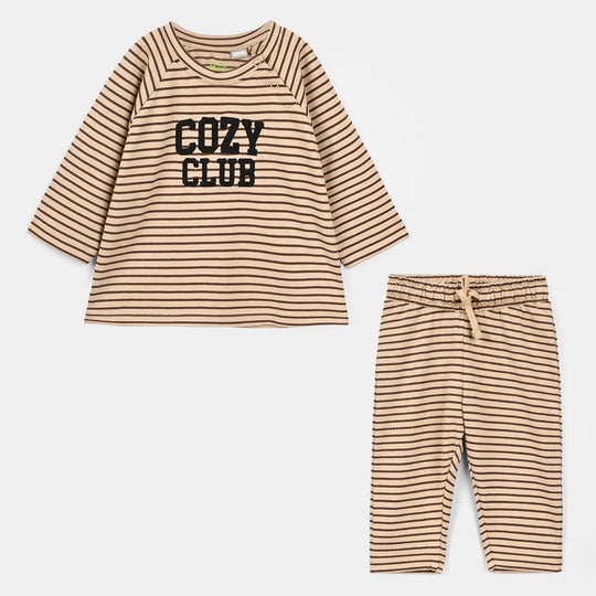 Infant Boys Velour 2Pcs Suit Cozy Club-BROWN