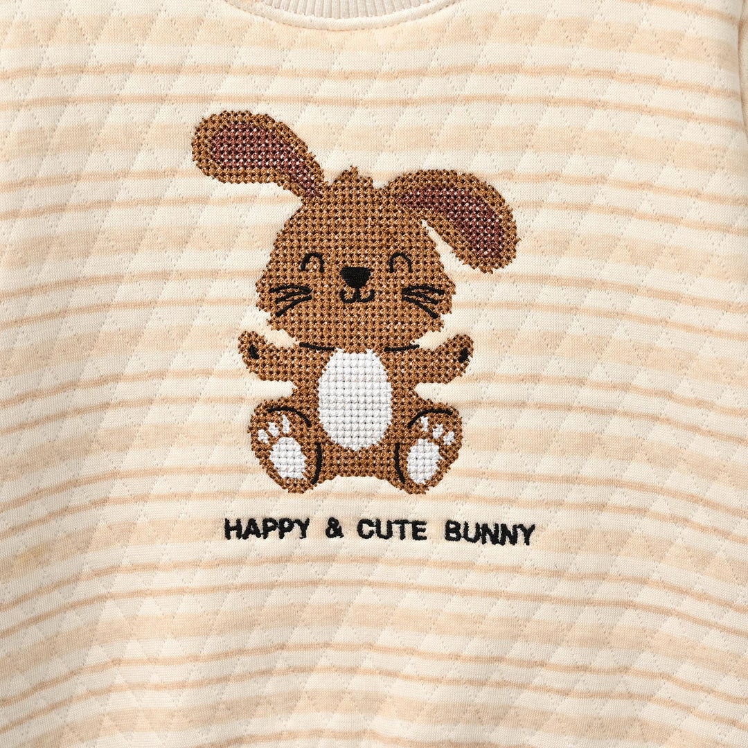 Infant Boys Quilted 2 Pcs Suit Cute Bunny - Off White