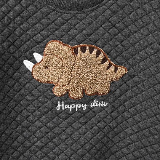 Infant Boys Quilted 2Pcs Suit Happy Dino-GREY