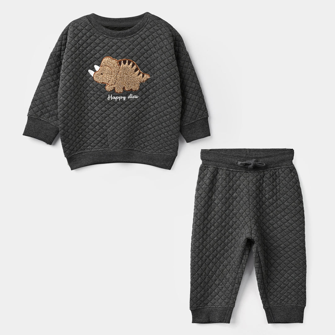 Infant Boys Quilted 2Pcs Suit Happy Dino-GREY