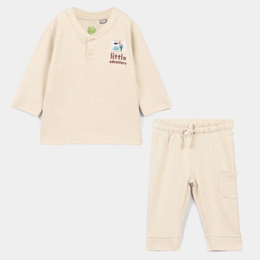 Infant Boys Yarn Dyed 2Pcs Suit Little Explorer-Off.White