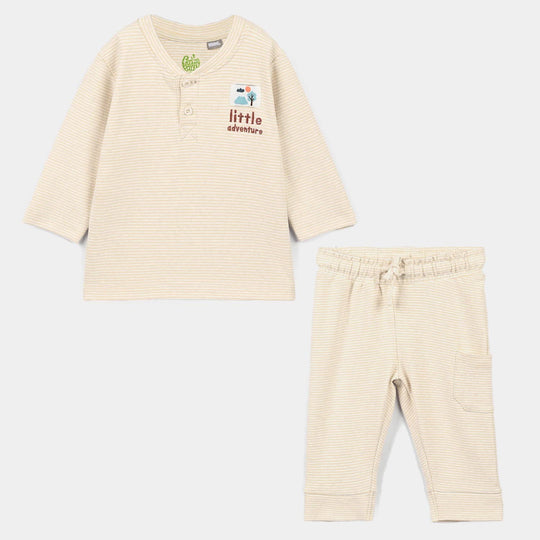 Infant Boys Yarn Dyed 2Pcs Suit Little Explorer-Off.White