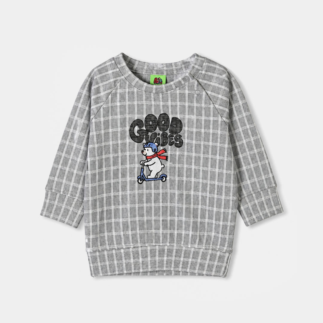Infant Boys Cotton Jersey 2Pcs Suit Checkered-GREY