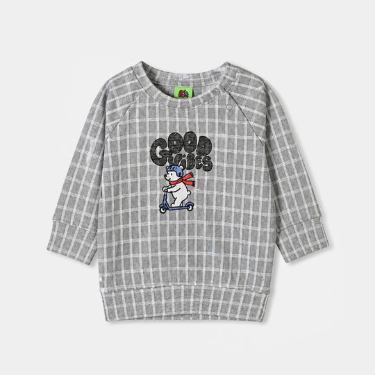 Infant Boys Cotton Jersey 2Pcs Suit Checkered-GREY