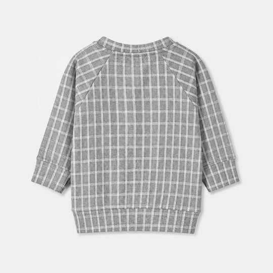Infant Boys Cotton Jersey 2Pcs Suit Checkered-GREY