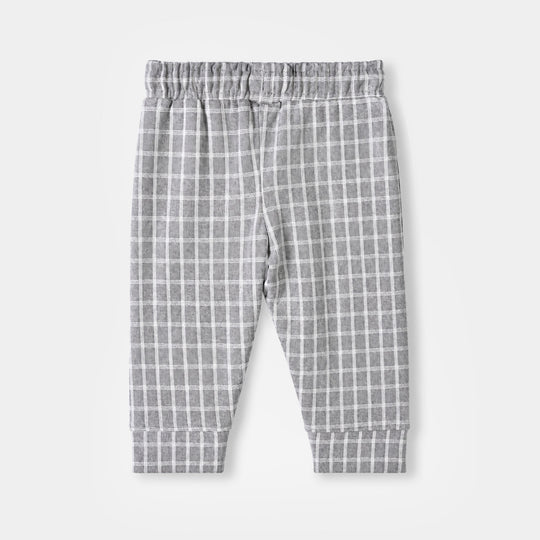 Infant Boys Cotton Jersey 2Pcs Suit Checkered-GREY