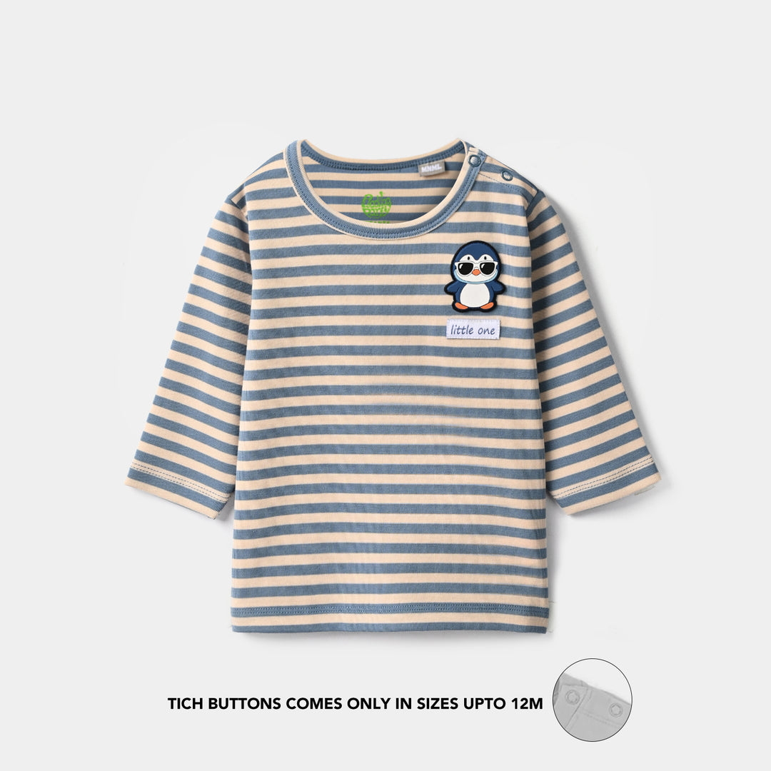 Infant Boys Yarn Dyed T-Shirt Penguin-Blue