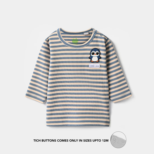 Infant Boys Yarn Dyed T-Shirt Penguin-Blue