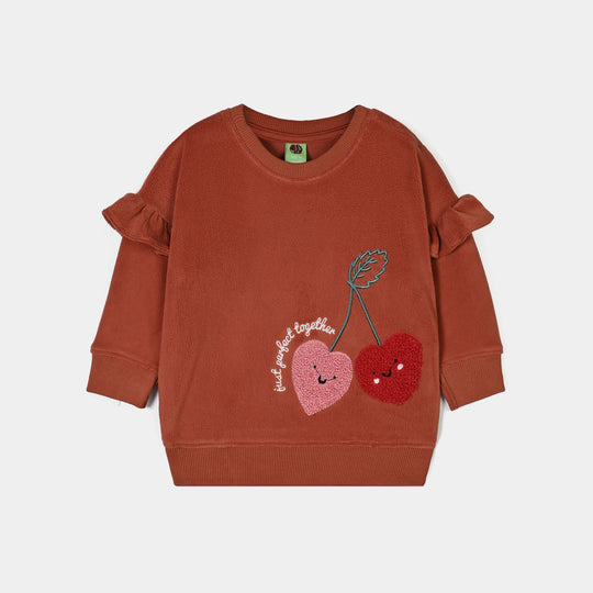Infant Girls Velour 2Pcs Suit Strawberry-ORANGE