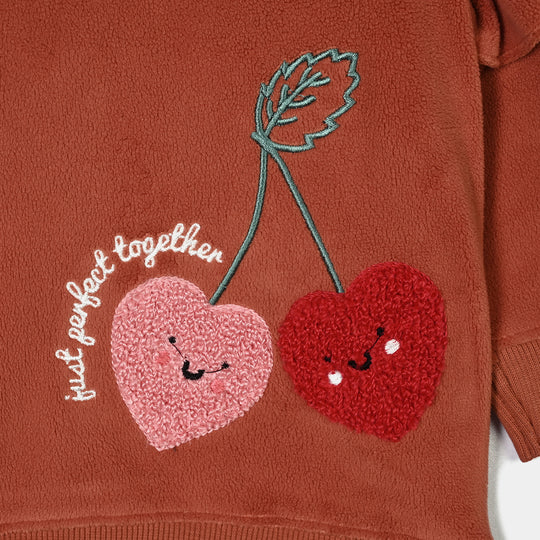 Infant Girls Velour 2Pcs Suit Strawberry-ORANGE