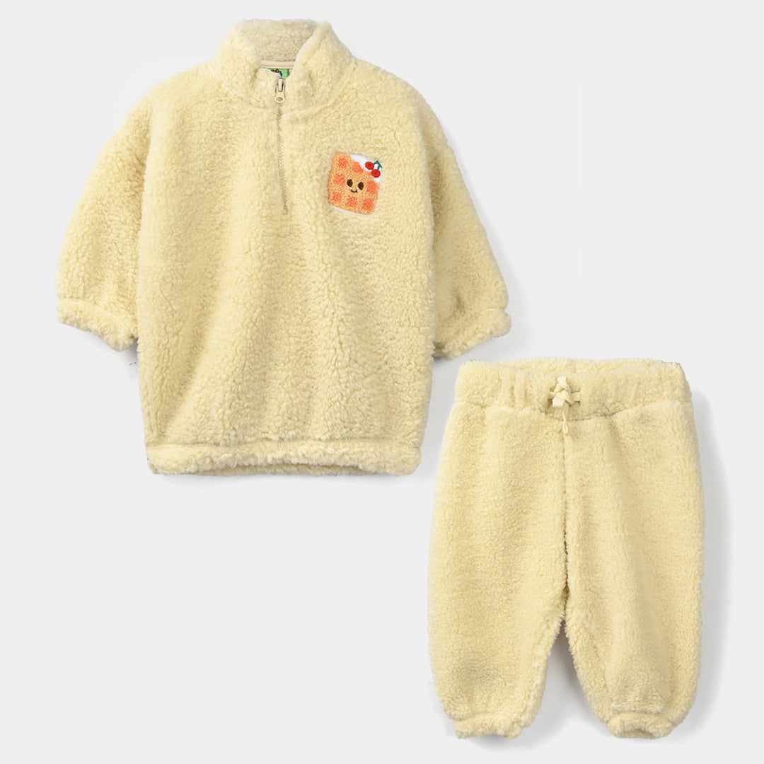 Infant Girls Sherpa 2Pcs Suit Duck-Yellow