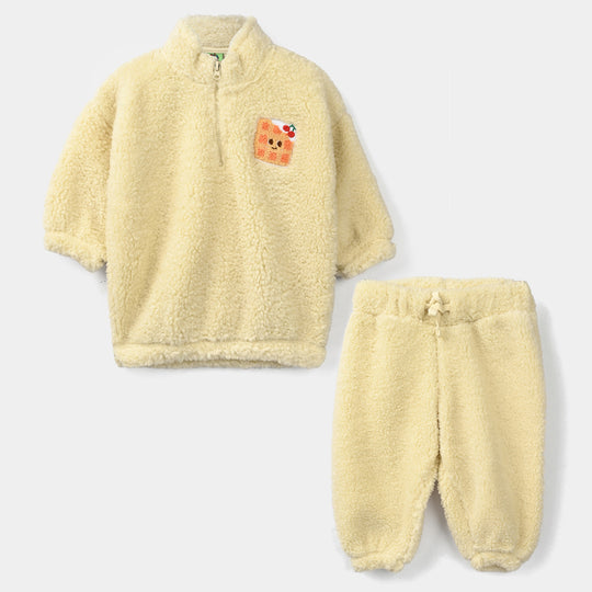 Infant Girls Sherpa 2Pcs Suit Duck-Yellow