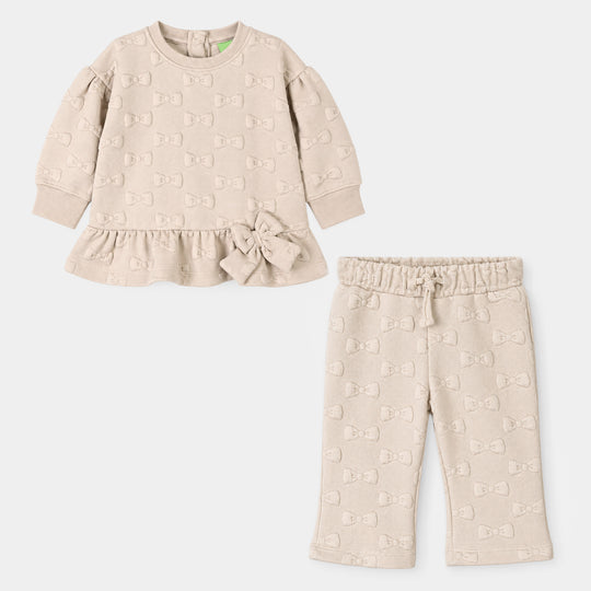 Infant Girls Quilted 2Pcs Suit Little Bows