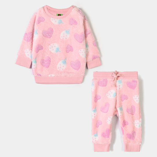Infant Girls Sherpa 2Pcs Suit Strawberry - PINK
