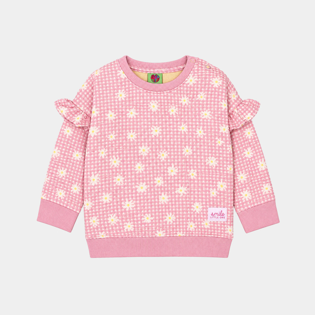 Infant Girls Cotton Jersey 2Pcs Suit Daisy-Pink