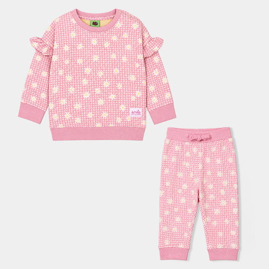 Infant Girls Cotton Jersey 2Pcs Suit Daisy-Pink