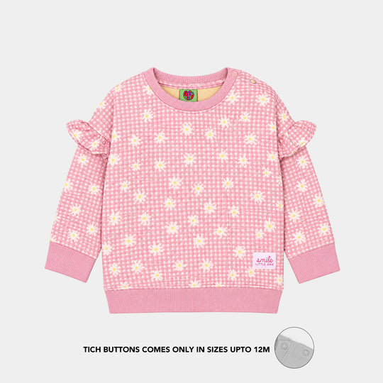 Infant Girls Cotton Jersey 2Pcs Suit Daisy-Pink