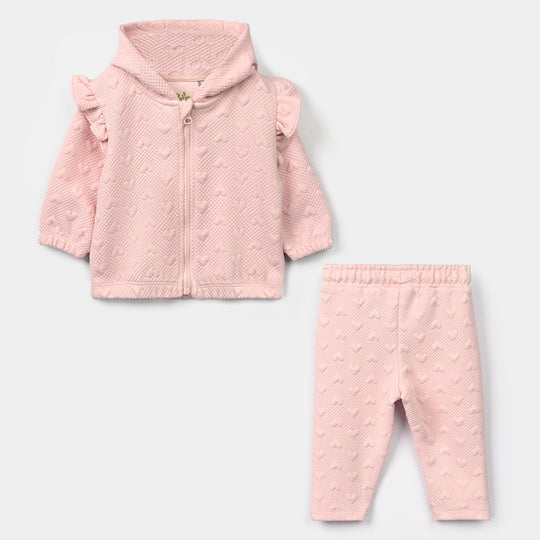 Infant Girls Quilted 2 Pcs Suit Hearts - Pink