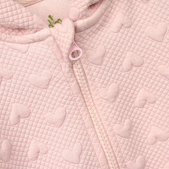 Infant Girls Quilted 2 Pcs Suit Hearts - Pink
