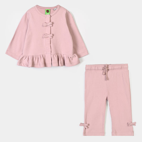 Infant Girls Ottoman 2Pcs Suit Layered Frill-PINK