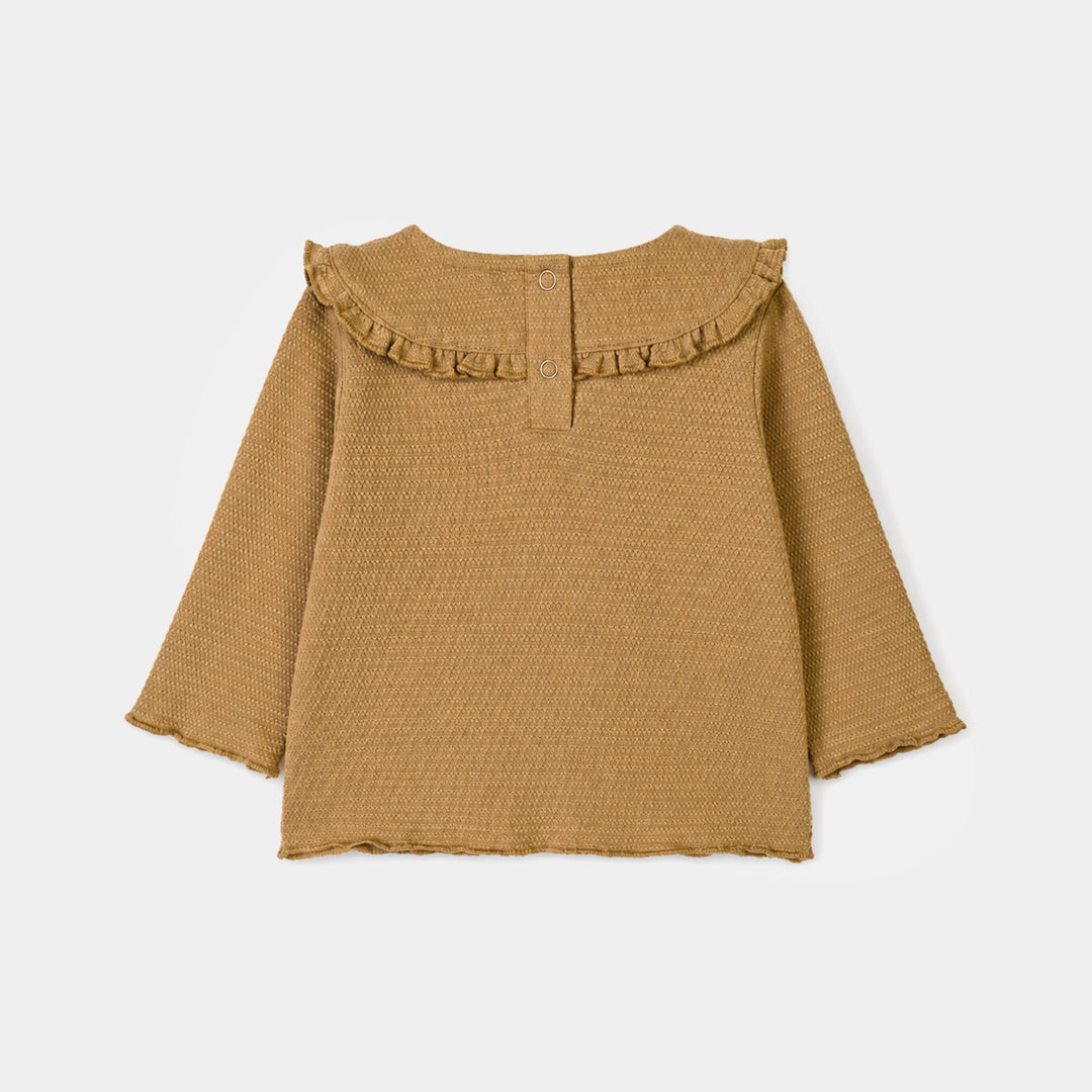 Infant Girls Cotton Jersey 2Pcs Suit Frill Style-BROWN