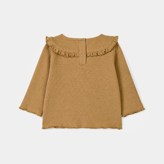 Infant Girls Cotton Jersey 2Pcs Suit Frill Style-BROWN