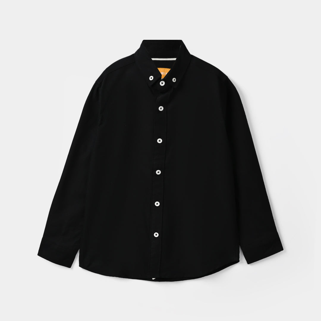 Boys Oxford Shirt F/S (Jet)-BLACK