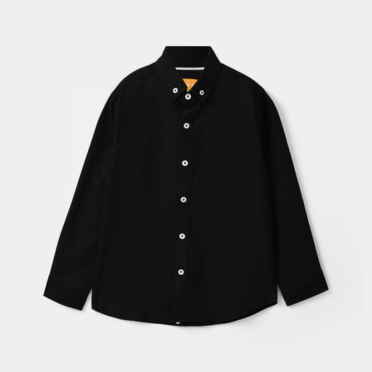 Boys Oxford Shirt F/S (Jet)-BLACK