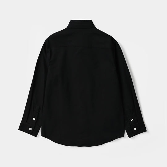 Boys Oxford Shirt F/S (Jet)-BLACK