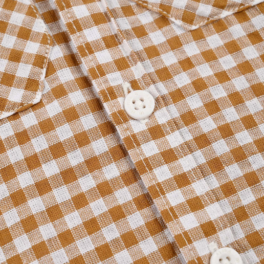 Infant Boys Yarn Dyed Shirt F/S (Full Of Fun)-Light/BROWN