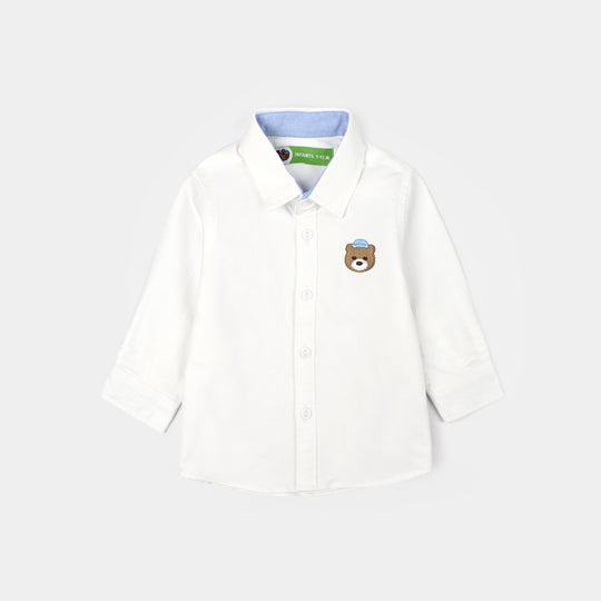 Infant Boys Oxford Shirt F/S (Bear)-WHITE