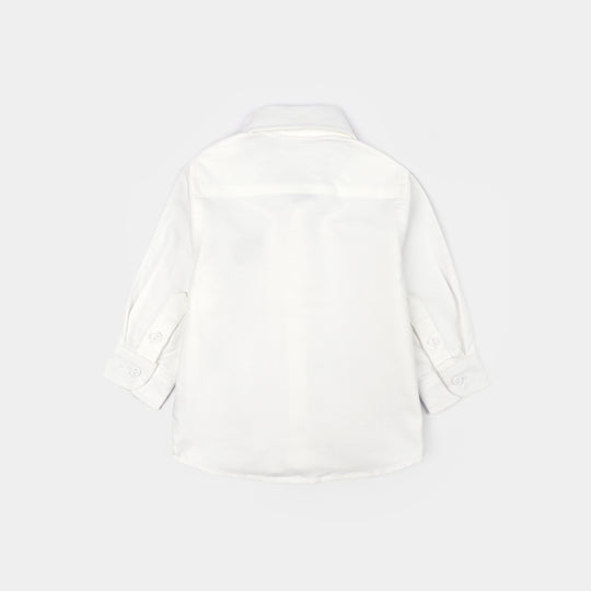 Infant Boys Oxford Shirt F/S (Bear)-WHITE
