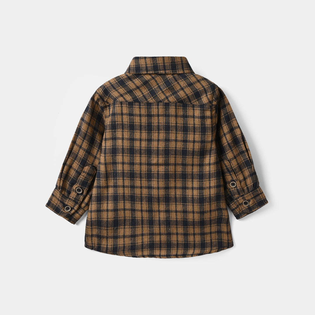 Infant Boys Flannel Shirt F/S (Bear)-BROWN
