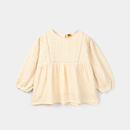 Girls Gauze Emb Top Wild Flower-Off White